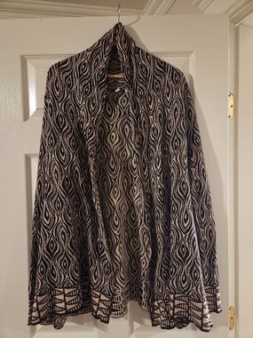 Anthropologie MOTH The Eyes Have It Cotton Linen Cardigan Size M